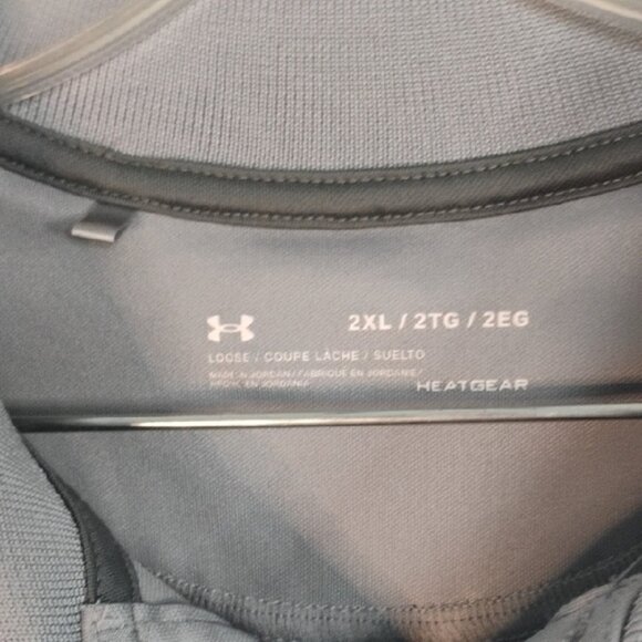 Under Armour Gray Athletic Performance Wear Polo Shirt 2XL- Sporty Golf Outdoor - Picture 4 of 5